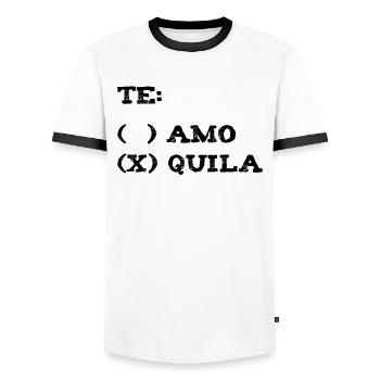 Tequila Te Amo Te Quiero / Idée cadeau - T-shirt contrasté Homme - blanc/noir - Devant - AI Model Female 172 light (172cm) & AI Model Male 178 dark (178cm)