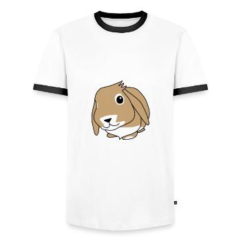 Rabbit - Zwergwidder - Men's Ringer Shirt - white/black - Front - AI Model Female 172 light (172cm) & AI Model Male 178 dark (178cm)