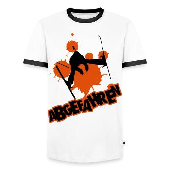 Skifahrer: abgefahren - Männer Kontrast-T-Shirt - Weiß/Schwarz - Vorne - AI Model Female 172 light (172cm) & AI Model Male 178 dark (178cm)