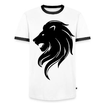 Lion - symbole - T-shirt contrasté Homme - blanc/noir - Devant - AI Model Female 172 light (172cm) & AI Model Male 178 dark (178cm)