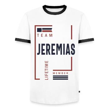 Jeremias - T-shirt contrasté Homme - blanc/noir - Devant - AI Model Female 172 light (172cm) & AI Model Male 178 dark (178cm)