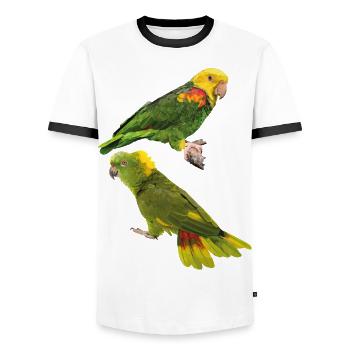 Papageien - Männer Kontrast-T-Shirt - Weiß/Schwarz - Vorne - AI Model Female 172 light (172cm) & AI Model Male 178 dark (178cm)