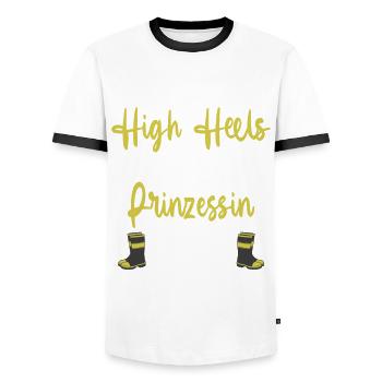 Feuerwehr Feuerwehrfrau Higheels Geschenk - Männer Kontrast-T-Shirt - Weiß/Schwarz - Vorne - AI Model Female 172 light (172cm) & AI Model Male 178 dark (178cm)