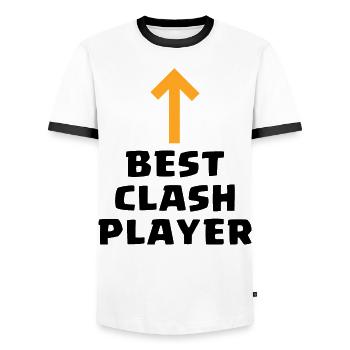Mobile Game Gift - Best Clash Player - Men's Ringer Shirt - white/black - Front - AI Model Female 172 light (172cm) & AI Model Male 178 dark (178cm)