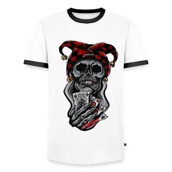 Harlekin/ Schädel/ Joker - Männer Kontrast-T-Shirt - Weiß/Schwarz - Vorne - AI Model Female 172 light (172cm) & AI Model Male 178 dark (178cm)