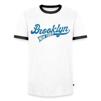 Ville natale Brooklyn, Scénario de baseball - T-shirt contrasté Homme - blanc/noir - Devant - AI Model Female 172 light (172cm) & AI Model Male 178 dark (178cm)