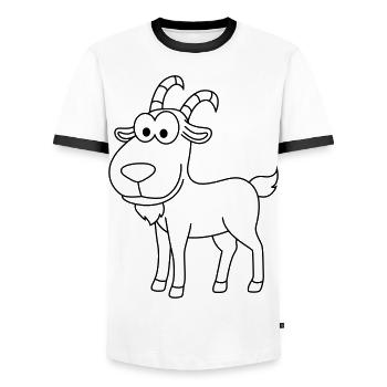 Mountain Goat Comic Animal - Men's Ringer Shirt - white/black - Front - AI Model Female 172 light (172cm) & AI Model Male 178 dark (178cm)