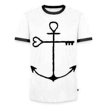 Ancrage clé - T-shirt contrasté Homme - blanc/noir - Devant - AI Model Female 172 light (172cm) & AI Model Male 178 dark (178cm)