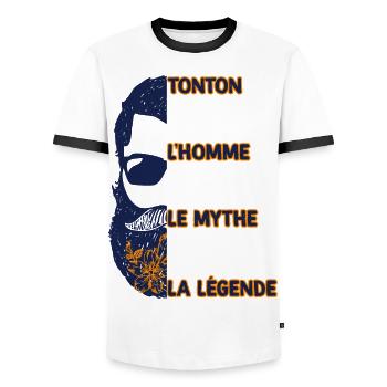 Mon Tonton Est Une Vraie Légende Cadeau Homme - T-shirt contrasté Homme - blanc/noir - Devant - AI Model Female 172 light (172cm) & AI Model Male 178 dark (178cm)