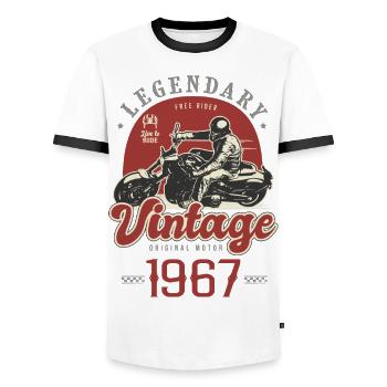 1967 anniversaire moto motard vintage ans - T-shirt contrasté Homme - blanc/noir - Devant - AI Model Female 172 light (172cm) & AI Model Male 178 dark (178cm)