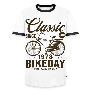 Cycling fan 1978 45 years cycling anniversary - Men's Ringer Shirt - white/black - Front - AI Model Female 172 light (172cm) & AI Model Male 178 dark (178cm)