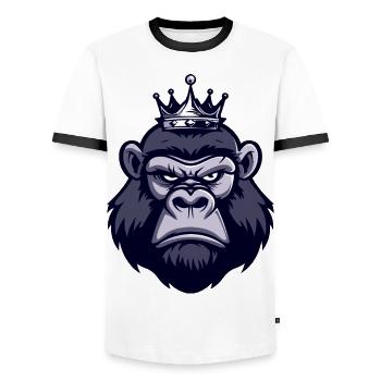 Couronne tête de gorille - T-shirt contrasté Homme - blanc/noir - Devant - AI Model Female 172 light (172cm) & AI Model Male 178 dark (178cm)