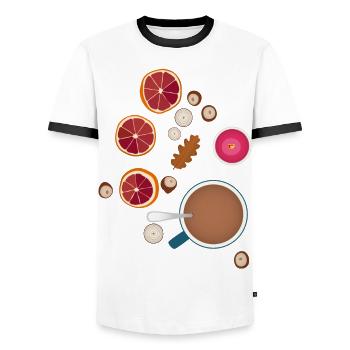 Hygge Herbst Gefühle Geschenk - Männer Kontrast-T-Shirt - Weiß/Schwarz - Vorne - AI Model Female 172 light (172cm) & AI Model Male 178 dark (178cm)