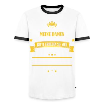 TAYLAN - Männer Kontrast-T-Shirt - Weiß/Schwarz - Vorne - AI Model Female 172 light (172cm) & AI Model Male 178 dark (178cm)