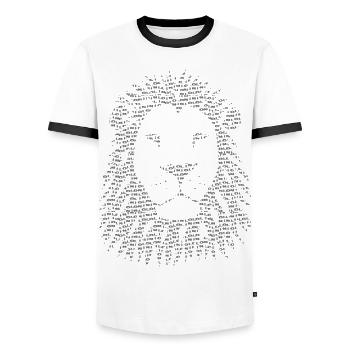 art lion crinière étiquette de conception - T-shirt contrasté Homme - blanc/noir - Devant - AI Model Female 172 light (172cm) & AI Model Male 178 dark (178cm)