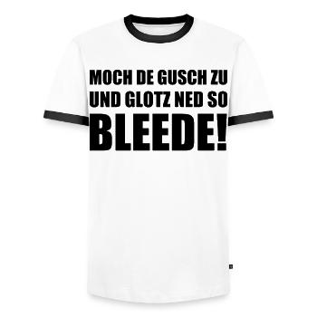 Phrase amusante Ossi saxon dialecte Saxe - T-shirt contrasté Homme - blanc/noir - Devant - AI Model Female 172 light (172cm) & AI Model Male 178 dark (178cm)