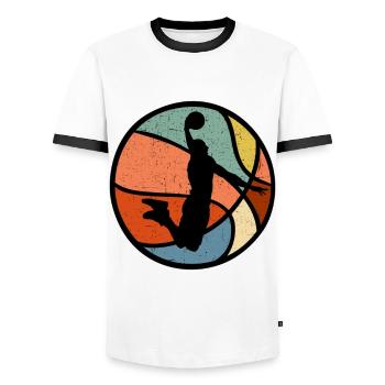 Vintage Retro Basketball Player Gift T-Shirt - Men's Ringer Shirt - white/black - Front - AI Model Female 172 light (172cm) & AI Model Male 178 dark (178cm)