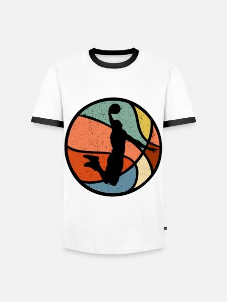 T-shirt cadeau de joueur de basket rétro vintage - T-shirt contrasté Homme - blanc/noir