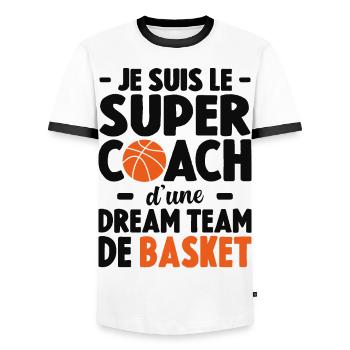 Je Suis Le Super Coach D'une Dream Team De Basket - T-shirt contrasté Homme - blanc/noir - Devant - AI Model Female 172 light (172cm) & AI Model Male 178 dark (178cm)