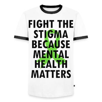 Mental Health Awareness - Men's Ringer Shirt - white/black - Front - AI Model Female 172 light (172cm) & AI Model Male 178 dark (178cm)