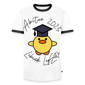 Abitur Abschluss 2023 Lebende LegEnte - Männer Kontrast-T-Shirt - Weiß/Schwarz - Vorne - AI Model Female 172 light (172cm) & AI Model Male 178 dark (178cm)