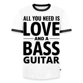 Basse Guitariste Musicien Musicien Bassiste Funny - T-shirt contrasté Homme - blanc/noir - Devant - AI Model Female 172 light (172cm) & AI Model Male 178 dark (178cm)