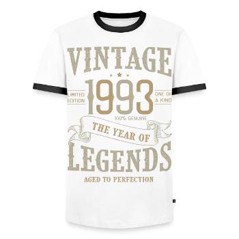 1993 Jahrgang Geburtstag Geborene Legende 1993 - Männer Kontrast-T-Shirt - Weiß/Schwarz - Vorne - AI Model Female 172 light (172cm) & AI Model Male 178 dark (178cm)
