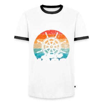 Bester Papa der Welt seit 1962 Kapitän - Männer Kontrast-T-Shirt - Weiß/Schwarz - Vorne - AI Model Female 172 light (172cm) & AI Model Male 178 dark (178cm)