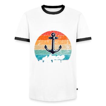 Bester Papa der Welt seit 1957 Anker - Männer Kontrast-T-Shirt - Weiß/Schwarz - Vorne - AI Model Female 172 light (172cm) & AI Model Male 178 dark (178cm)