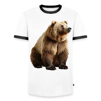 Brown bears are omnivores - Men's Ringer Shirt - white/black - Front - AI Model Female 172 light (172cm) & AI Model Male 178 dark (178cm)