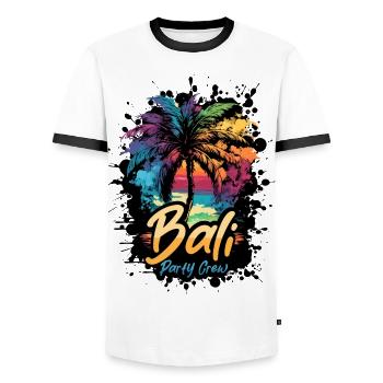 Bali Party Crew Urlaub - Männer Kontrast-T-Shirt - Weiß/Schwarz - Vorne - AI Model Female 172 light (172cm) & AI Model Male 178 dark (178cm)