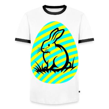 Icône de Pâques lapin - T-shirt contrasté Homme - blanc/noir - Devant - AI Model Female 172 light (172cm) & AI Model Male 178 dark (178cm)