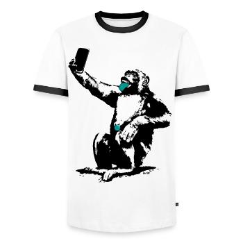 INOLA-Selfie - T-shirt contrasté Homme - blanc/noir - Devant - AI Model Female 172 light (172cm) & AI Model Male 178 dark (178cm)