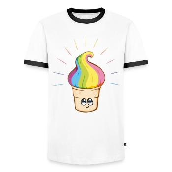 unicorn shirt, unicorn poop - Men's Ringer Shirt - white/black - Front - AI Model Female 172 light (172cm) & AI Model Male 178 dark (178cm)