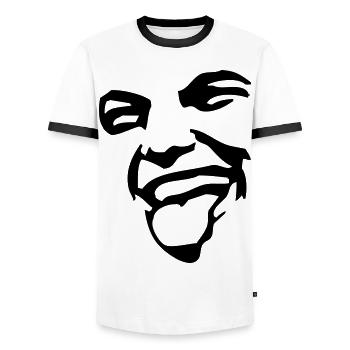 Gesichts - Männer Kontrast-T-Shirt - Weiß/Schwarz - Vorne - AI Model Female 172 light (172cm) & AI Model Male 178 dark (178cm)
