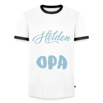 Opa Held - Männer Kontrast-T-Shirt - Weiß/Schwarz - Vorne - AI Model Female 172 light (172cm) & AI Model Male 178 dark (178cm)