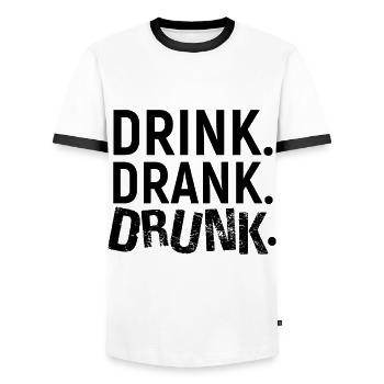 drunk - Men's Ringer Shirt - white/black - Front - AI Model Female 172 light (172cm) & AI Model Male 178 dark (178cm)