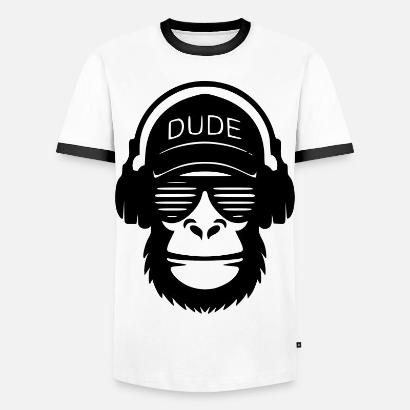 Dude - Men's Ringer Shirt - white/black
