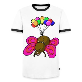 TAKE IT EASY BIG BUTTERFLY - So many ways to fly - Men's Ringer Shirt - white/black - Front - AI Model Female 172 light (172cm) & AI Model Male 178 dark (178cm)