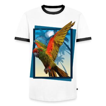 Ara à front rouge - T-shirt contrasté Homme - blanc/noir - Devant - AI Model Female 172 light (172cm) & AI Model Male 178 dark (178cm)
