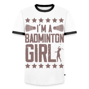 Badminton Mädchen Girl - Männer Kontrast-T-Shirt - Weiß/Schwarz - Vorne - AI Model Female 172 light (172cm) & AI Model Male 178 dark (178cm)