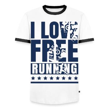 J’aime Parkour Libre Coureur Freerunning - T-shirt contrasté Homme - blanc/noir - Devant - AI Model Female 172 light (172cm) & AI Model Male 178 dark (178cm)
