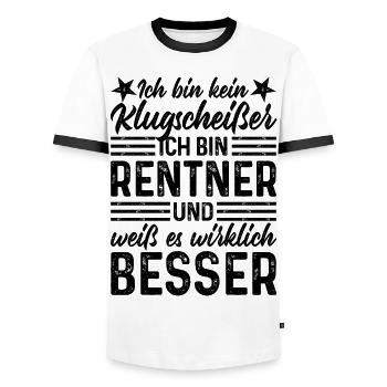 Rentner Ich bin kein Klugscheißer Ruhestand Rente - Männer Kontrast-T-Shirt - Weiß/Schwarz - Vorne - AI Model Female 172 light (172cm) & AI Model Male 178 dark (178cm)