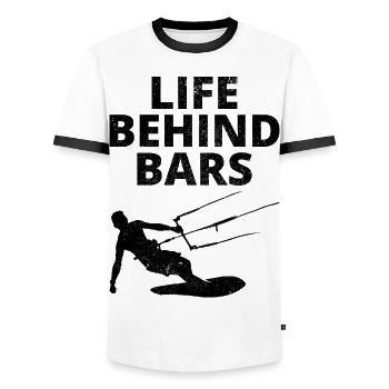 Kitesurfing Kitesurf Kiteboarding Kiteboarder - Men's Ringer Shirt - white/black - Front - AI Model Female 172 light (172cm) & AI Model Male 178 dark (178cm)