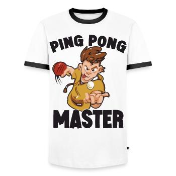 Table Tennis Ping-pong Outfit Table Tennis Player - Men's Ringer Shirt - white/black - Front - AI Model Female 172 light (172cm) & AI Model Male 178 dark (178cm)