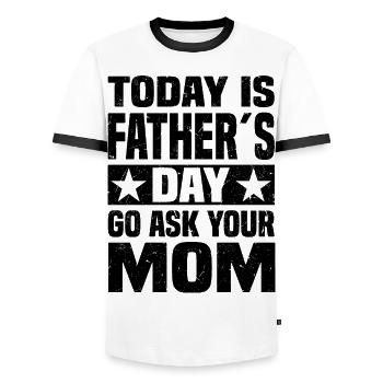 Father’s Day - Men's Ringer Shirt - white/black - Front - AI Model Female 172 light (172cm) & AI Model Male 178 dark (178cm)
