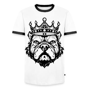 Bulldog Krone Hund König - Männer Kontrast-T-Shirt - Weiß/Schwarz - Vorne - AI Model Female 172 light (172cm) & AI Model Male 178 dark (178cm)