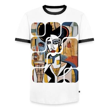 Art abstrait moderne de la femme - T-shirt contrasté Homme - blanc/noir - Devant - AI Model Female 172 light (172cm) & AI Model Male 178 dark (178cm)