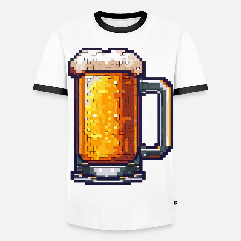 Bierkrug Pixel Bier - Männer Kontrast-T-Shirt - Weiß/Schwarz