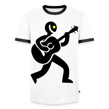 Musicien Guitariste - T-shirt contrasté Homme - blanc/noir - Devant - AI Model Female 172 light (172cm) & AI Model Male 178 dark (178cm)